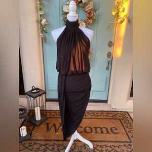ZARA Black Draped Sarong Style Dress